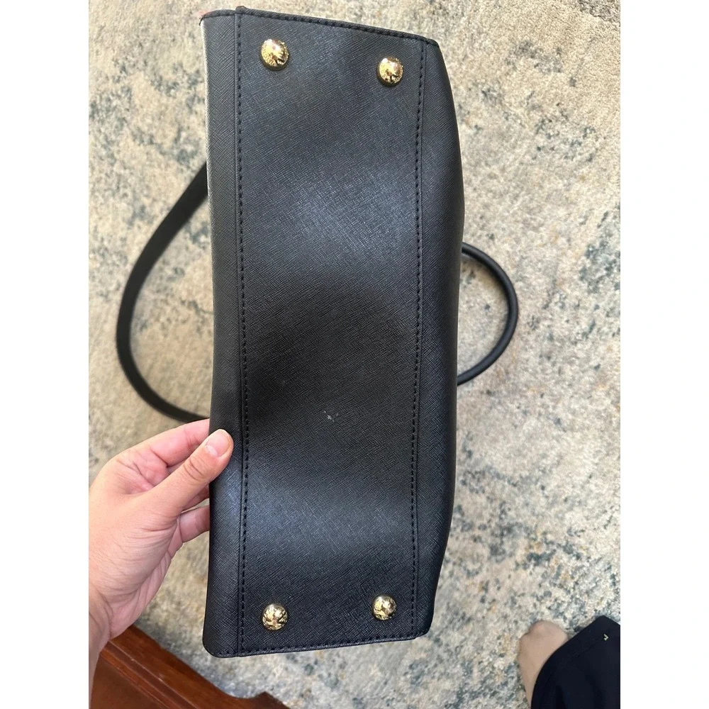 Michael Kors Black Leather Tote Bag Gold‎ Tone Hardware